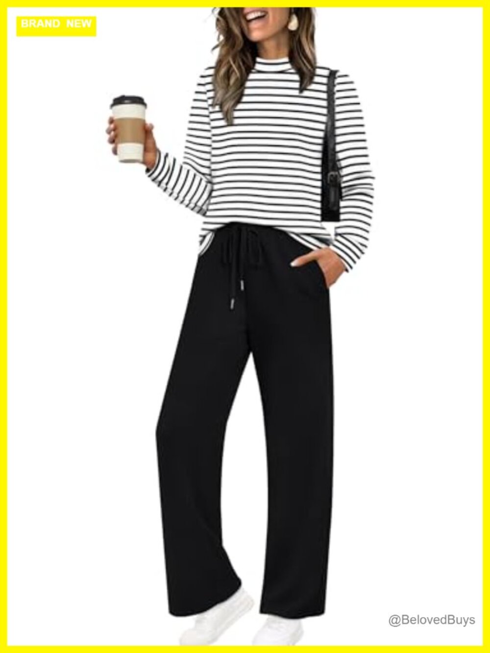 Two Piece Set Mock Neck Long Sleeve Wide Leg Pants Loungewear Travel Outfit